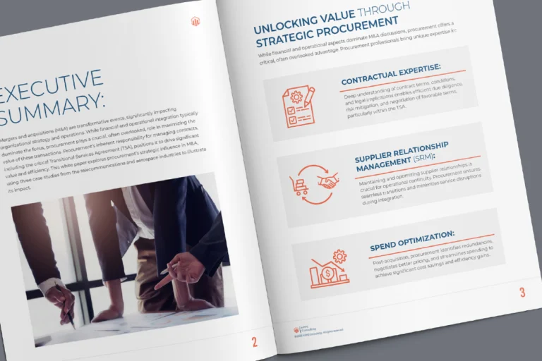 Design de double page infographie de livre blanc pour un cabinet de conseil par KUD Creative