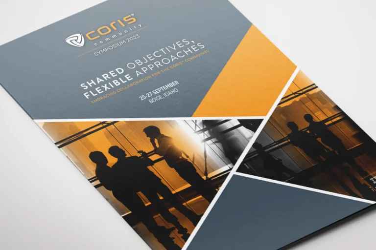 Design du dossier du symposium Coris Community 2023 par KUD Creative